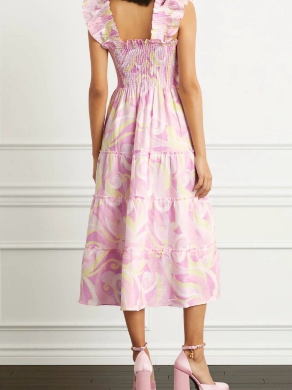 HILLHOUSE Ellie Nap Dress in Pink Swirl Linen size Large - Picture 3 of 8
